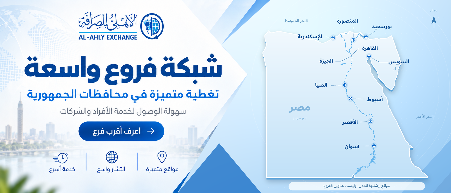 شبكة فروع واسعة للأهلي للصرافة وتغطية متميزة في محافظات الجمهورية